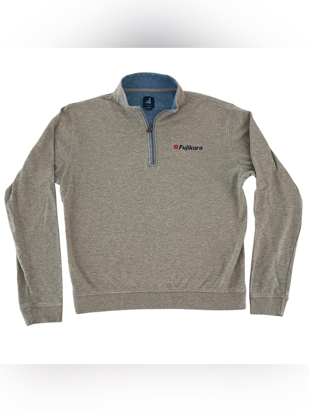 Johnnie-O Sully 1/4 Zip Pullover Sweater Men’s M Wheat Tan Fujikura Golf Logo